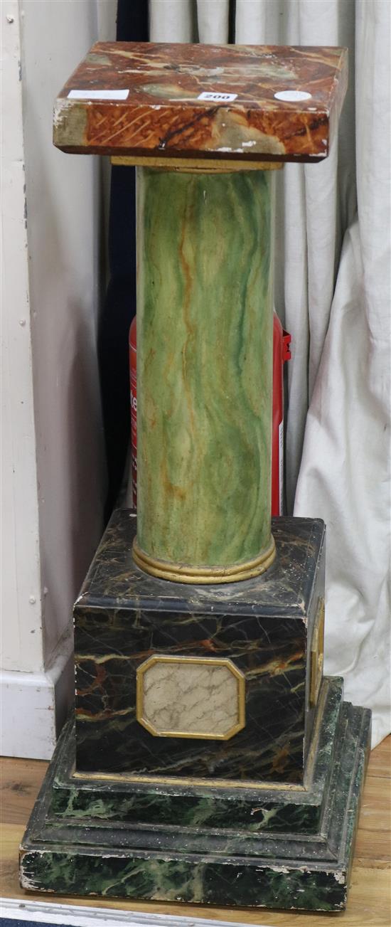 A simulated marble and onyx pedestal height 77cm